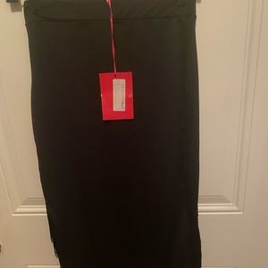 Fringed fitted midi skirt